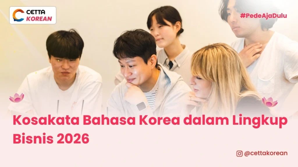 potret karyawan yang tengah mempelajari kosakata bahasa Korea dalam lingkup bisnis